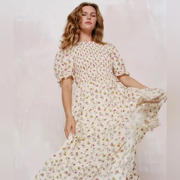 Christy Dawn Amalia Dress in Cream Garden XS - Picture 2 of 7